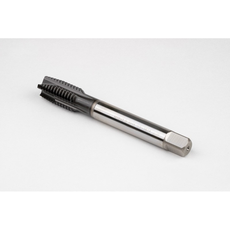 M18x2.5 M HSS-E Spiral Point Tap, 14mm Shank x 30mm Thread Length, 3XD, Plug, 4 Flute, 6HX, Hardslick Coated