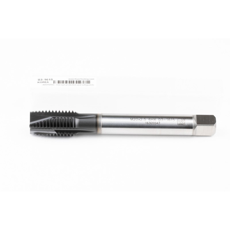 M20x2.5 M HSS-E Spiral Point Tap, 16mm Shank x 32mm Thread Length, 3XD, Plug, 4 Flute, 6HX, Hardslick Coated