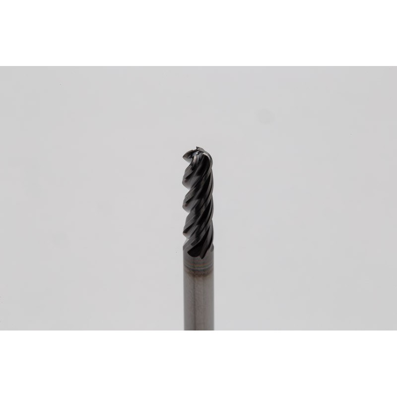 3mm Dia. Carbide Ball End Mill, 4 Flute, Hyb. AlCrN Coated, 3mm Smooth Shank x 10mm LOC, HTPM