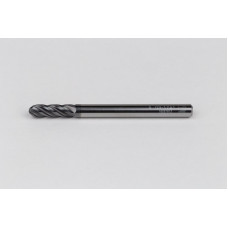5mm Dia. Carbide Ball End Mill, 4 Flute, Hyb. AlCrN Coated, 5mm Smooth Shank x 15mm LOC, HTPM