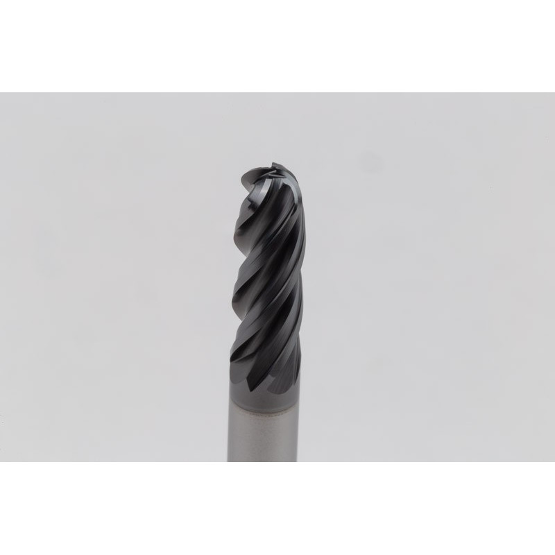 5mm Dia. Carbide Ball End Mill, 4 Flute, Hyb. AlCrN Coated, 5mm Smooth Shank x 15mm LOC, HTPM