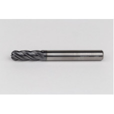 8mm Dia. Carbide Ball End Mill, 4 Flute, Hyb. AlCrN Coated, 8mm Smooth Shank x 22mm LOC, HTPM