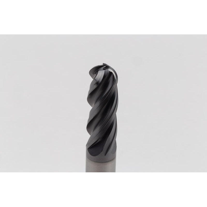 8mm Dia. Carbide Ball End Mill, 4 Flute, Hyb. AlCrN Coated, 8mm Smooth Shank x 22mm LOC, HTPM