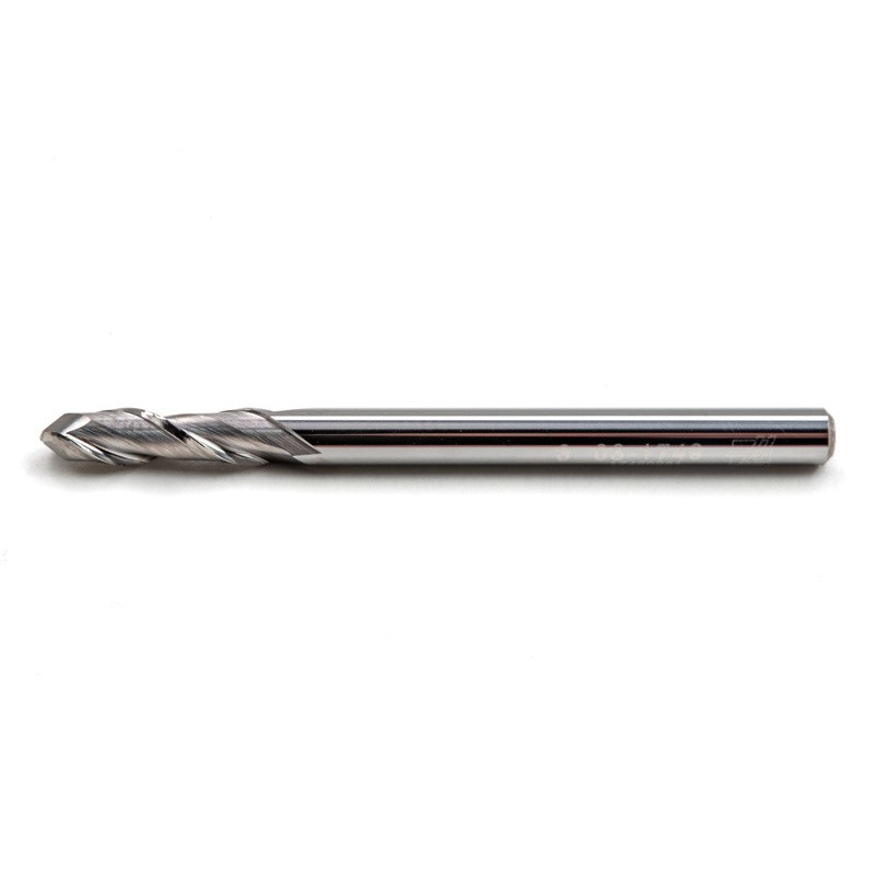 3mm Dia. Carbide Ball End Mill, 2 Flute, Uncoated, 3mm Smooth Shank x 10mm LOC, HSAM1