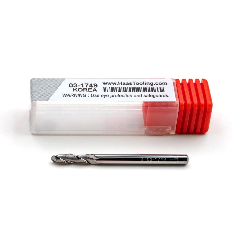 3mm Dia. Carbide Ball End Mill, 2 Flute, Uncoated, 3mm Smooth Shank x 10mm LOC, HSAM1