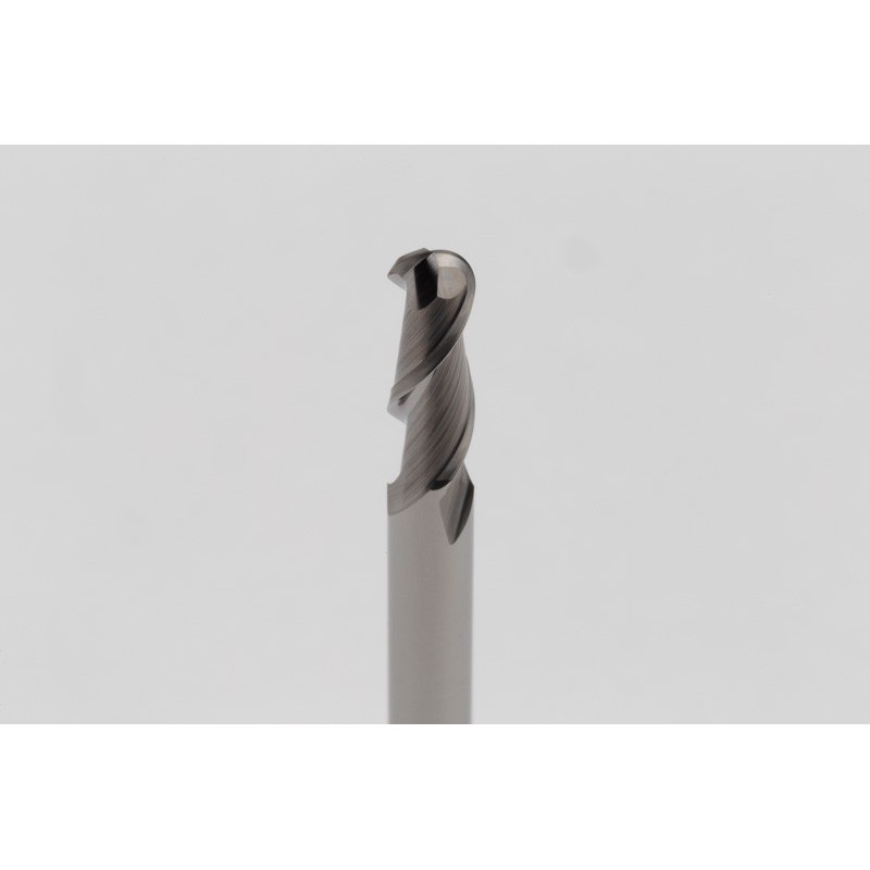 4mm Dia. Carbide Ball End Mill, 2 Flute, Uncoated, 4mm Smooth Shank x 12mm LOC, HSAM1
