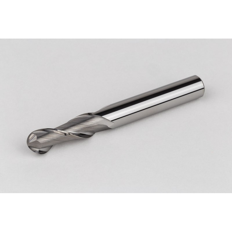 8mm Dia. Carbide Ball End Mill, 2 Flute, Uncoated, 8mm Smooth Shank x 22mm LOC, HSAM1