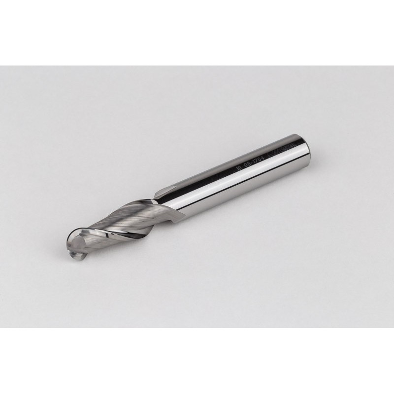 10mm Dia. Carbide Ball End Mill, 2 Flute, Uncoated, 10mm Smooth Shank x 25mm LOC, HSAM1