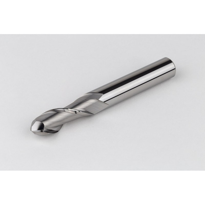 12mm Dia. Carbide Ball End Mill, 2 Flute, Uncoated, 12mm Smooth Shank x 32mm LOC, HSAM1