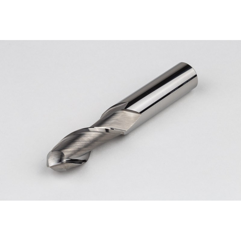 16mm Dia. Carbide Ball End Mill, 2 Flute, Uncoated, 16mm Smooth Shank x 40mm LOC, HSAM1