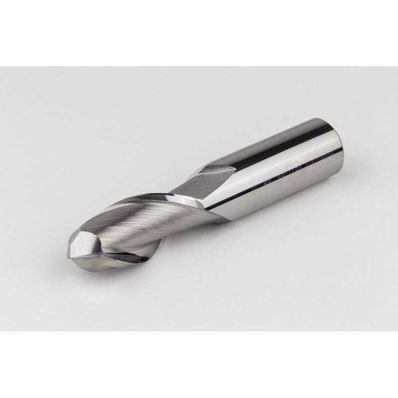 20mm Dia. Carbide Ball End Mill, 2 Flute, Uncoated, 20mm Smooth Shank x 40mm LOC, HSAM1