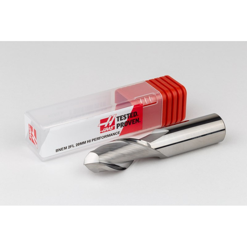 20mm Dia. Carbide Ball End Mill, 2 Flute, Uncoated, 20mm Smooth Shank x 40mm LOC, HSAM1