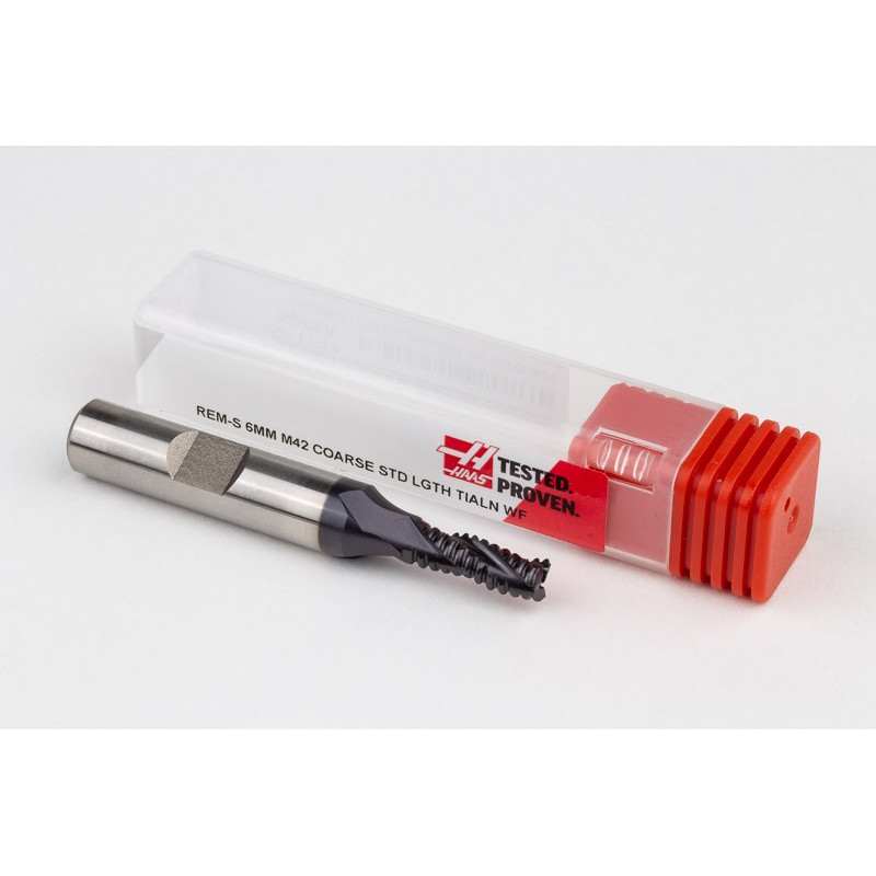 6mm Dia. Cobalt Coarse Roughing End Mill, 3 Flute, TiAIN Coated, 10mm Weldon Shank x 16mm LOC, 0.25mm Chamfer, CPR