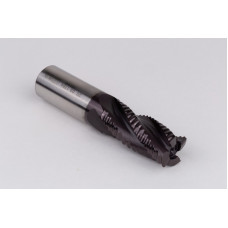 20mm Dia. Cobalt Coarse Roughing End Mill, 4 Flute, TiAIN Coated, 20mm Weldon Shank x 42mm LOC, 0.55mm Chamfer, CPR