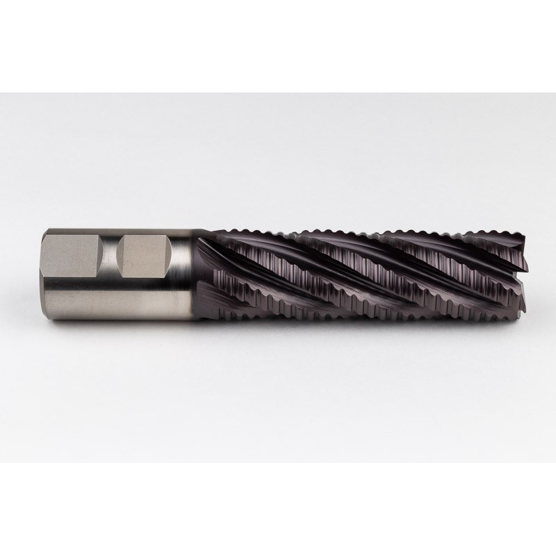 32mm Dia. Cobalt Coarse Roughing End Mill, 6 Flute, TiAIN Coated, 32mm Weldon Shank x 102mm LOC, 0.7mm Chamfer, CPR