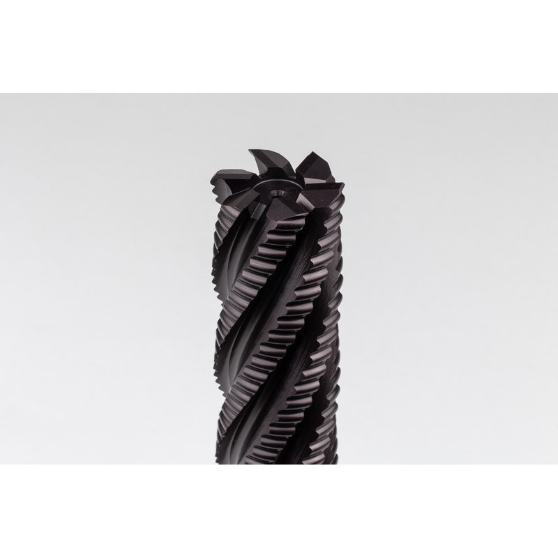 32mm Dia. Cobalt Coarse Roughing End Mill, 6 Flute, TiAIN Coated, 32mm Weldon Shank x 102mm LOC, 0.7mm Chamfer, CPR