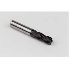 10mm Dia. Cobalt Fine Roughing End Mill, 4 Flute, TiAIN Coated, 10mm Weldon Shank x 22mm LOC, 0.5mm Chamfer, FPR