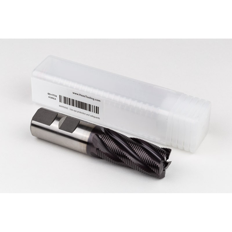 25mm Dia. Cobalt Fine Roughing End Mill, 5 Flute, TiAIN Coated, 25mm Weldon Shank x 52mm LOC, 0.76mm Chamfer, FPR