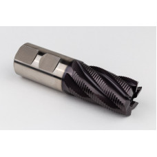 32mm Dia. Cobalt Fine Roughing End Mill, 6 Flute, TiAIN Coated, 32mm Weldon Shank x 52mm LOC, 1.07mm Chamfer, FPR