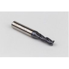 8mm Dia. Cobalt Coarse Roughing End Mill, 3 Flute, TiCN Coated, 10mm Weldon Shank x 20mm LOC, 0.51mm Chamfer, CPRA