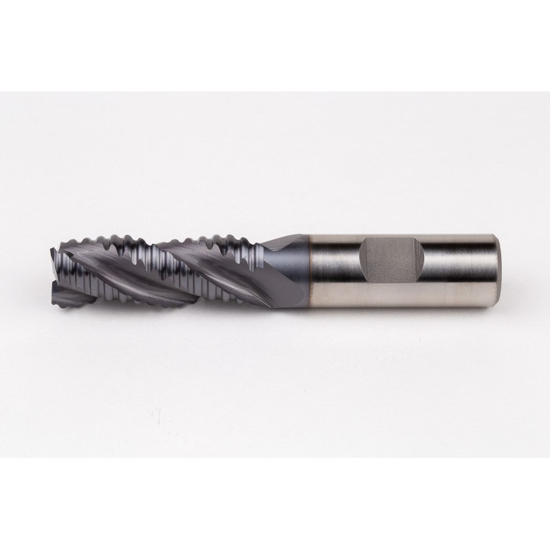 16mm Dia. Cobalt Coarse Roughing End Mill, 3 Flute, TiCN Coated, 16mm Weldon Shank x 42mm LOC, 0.94mm Chamfer, CPRA