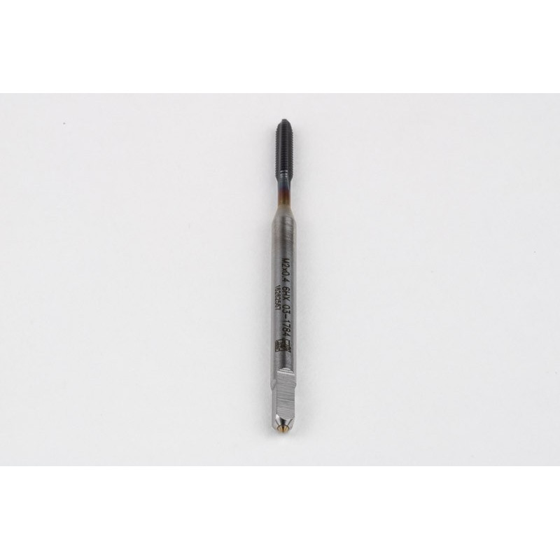 M2x0.4 M HSS-E Straight Flute Tap, 2.8mm Shank x 8mm Thread Length, 2XD, Mod. Bottoming, 3 Flute, 6HX, TiCN Coated