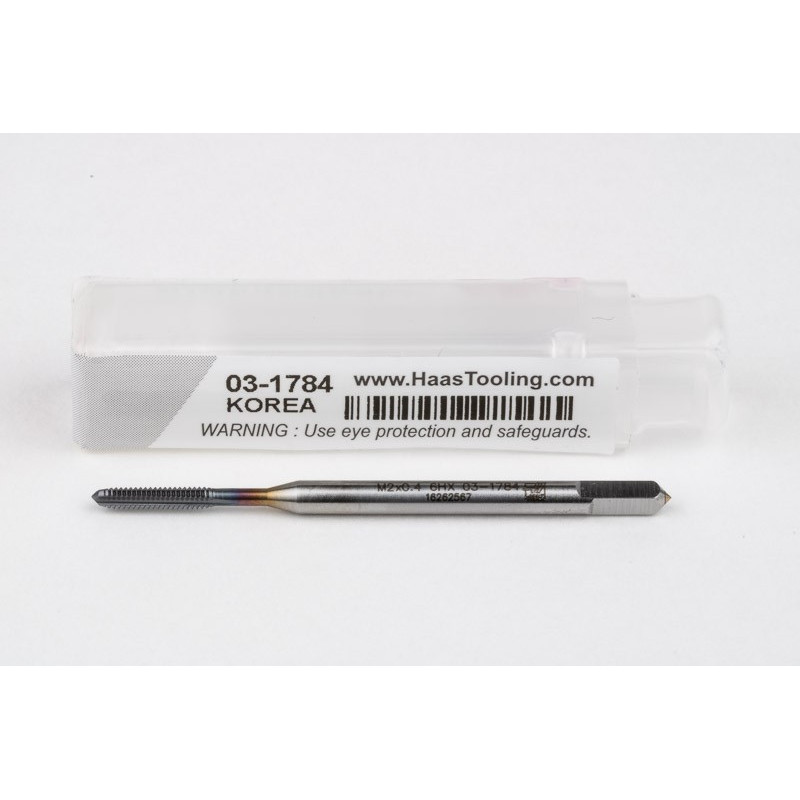 M2x0.4 M HSS-E Straight Flute Tap, 2.8mm Shank x 8mm Thread Length, 2XD, Mod. Bottoming, 3 Flute, 6HX, TiCN Coated
