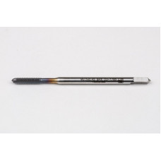 M2.5x0.45 M HSS-E Straight Flute Tap, 2.8mm Shank x 9mm Thread Length, 2XD, Mod. Bottoming, 3 Flute, 6HX, TiCN Coated