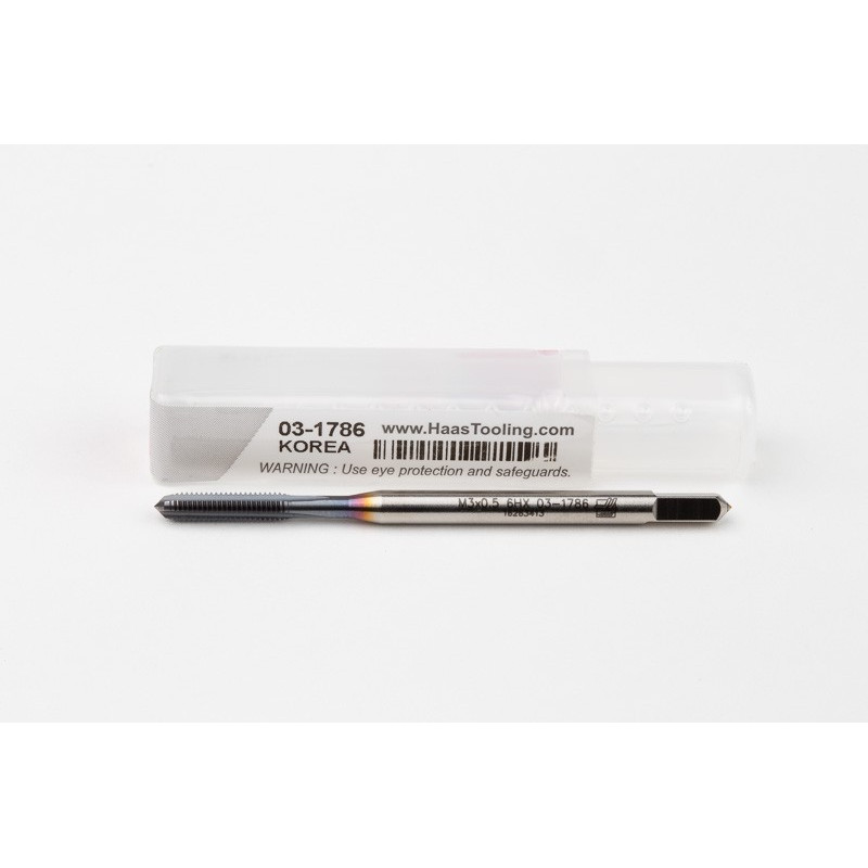 M3x0.5 M HSS-E Straight Flute Tap, 3.5mm Shank x 11mm Thread Length, 2XD, Mod. Bottoming, 3 Flute, 6HX, TiCN Coated
