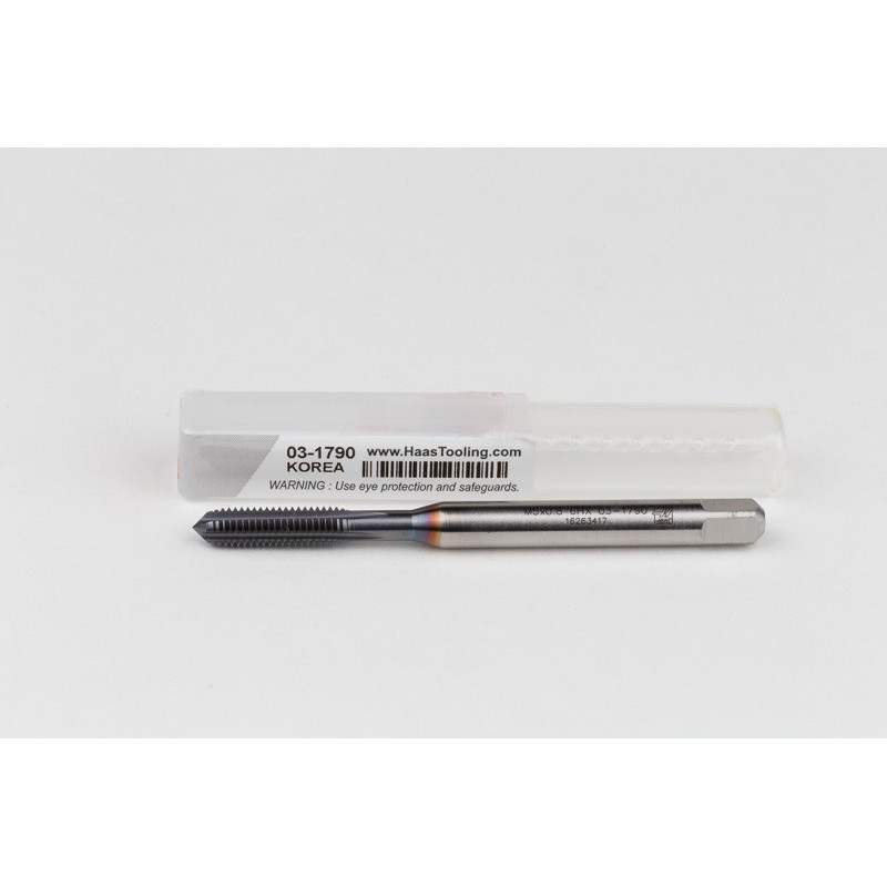 M5x0.8 M HSS-E Straight Flute Tap, 6mm Shank x 15mm Thread Length, 2XD, Mod. Bottoming, 4 Flute, 6HX, TiCN Coated