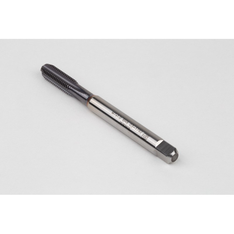M7x1.0 M HSS-E Straight Flute Tap, 7mm Shank x 17mm Thread Length, 2XD, Mod. Bottoming, 4 Flute, 6HX, TiCN Coated