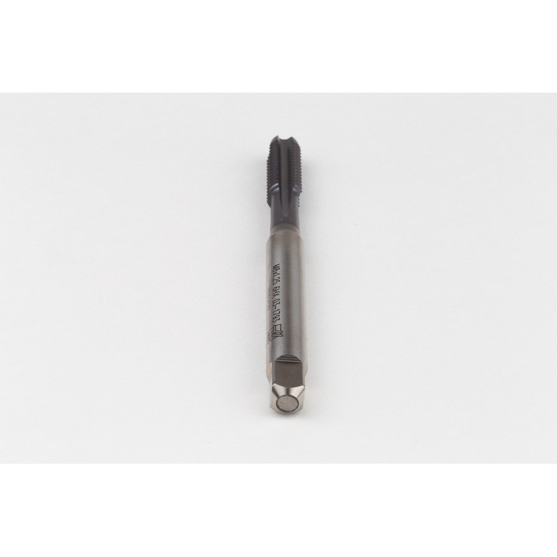 M8x1.25 M HSS-E Straight Flute Tap, 8mm Shank x 20mm Thread Length, 2XD, Mod. Bottoming, 4 Flute, 6HX, TiCN Coated