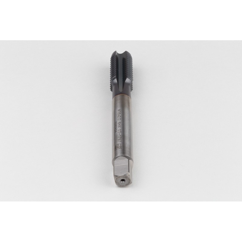 M16x2.0 M HSS-E Straight Flute Tap, 12mm Shank x 27mm Thread Length, 2XD, Mod. Bottoming, 4 Flute, 6HX, TiCN Coated
