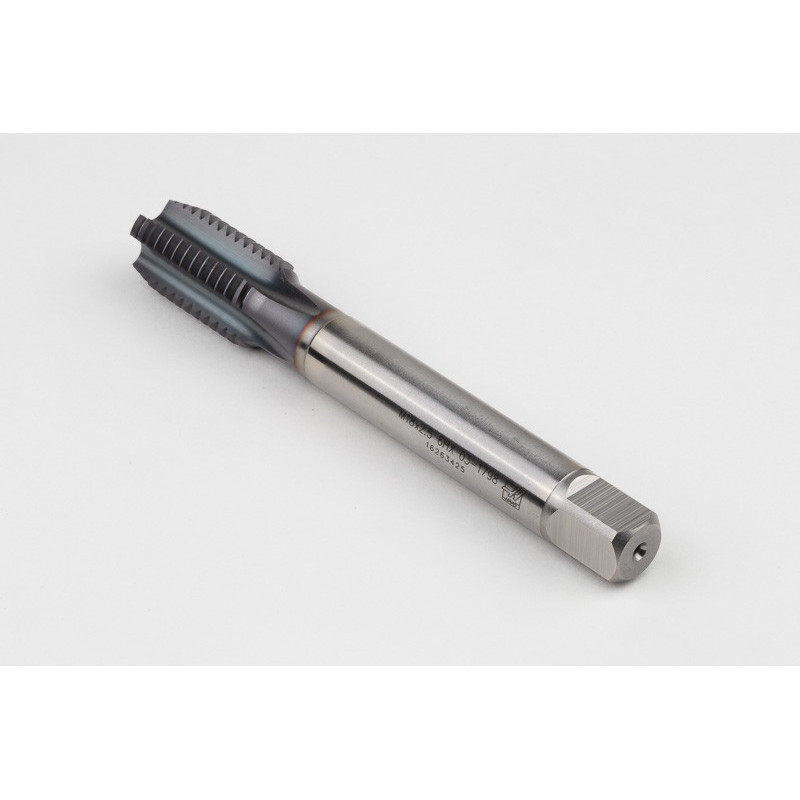M18x2.5 M HSS-E Straight Flute Tap, 14mm Shank x 30mm Thread Length, 2XD, Mod. Bottoming, 4 Flute, 6HX, TiCN Coated