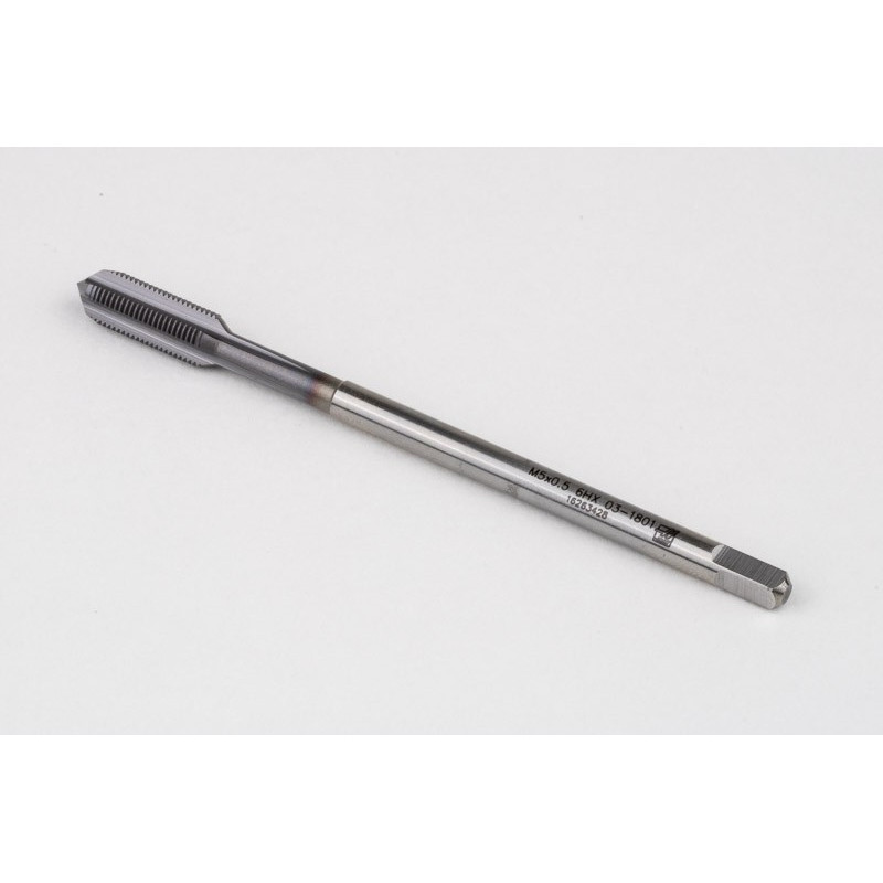 M5x0.5 MF HSS-E Straight Flute Tap, 3.5mm Shank x 11mm Thread Length, 2XD, Mod. Bottoming, 4 Flute, 6HX, TiCN Coated