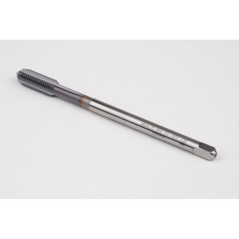 M6x0.75 MF HSS-E Straight Flute Tap, 4.5mm Shank x 13mm Thread Length, 2XD, Mod. Bottoming, 4 Flute, 6HX, TiCN Coated