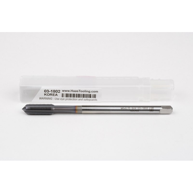 M6x0.75 MF HSS-E Straight Flute Tap, 4.5mm Shank x 13mm Thread Length, 2XD, Mod. Bottoming, 4 Flute, 6HX, TiCN Coated