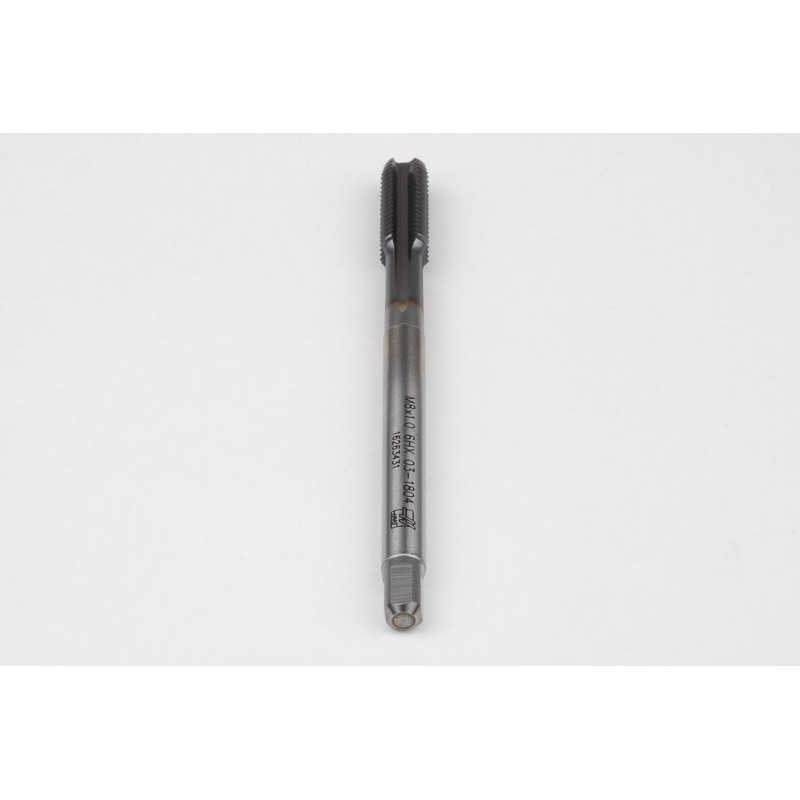 M8x1.0 MF HSS-E Straight Flute Tap, 6mm Shank x 17mm Thread Length, 2XD, Mod. Bottoming, 4 Flute, 6HX, TiCN Coated