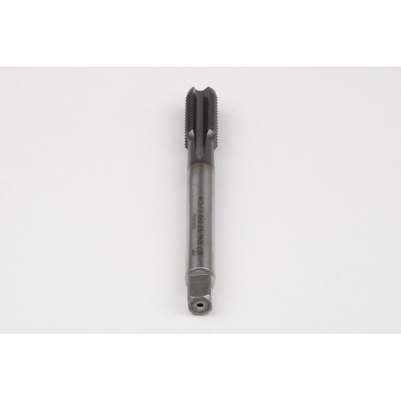 M12x1.5 MF HSS-E Straight Flute Tap, 9mm Shank x 22mm Thread Length, 2XD, Mod. Bottoming, 4 Flute, 6HX, TiCN Coated