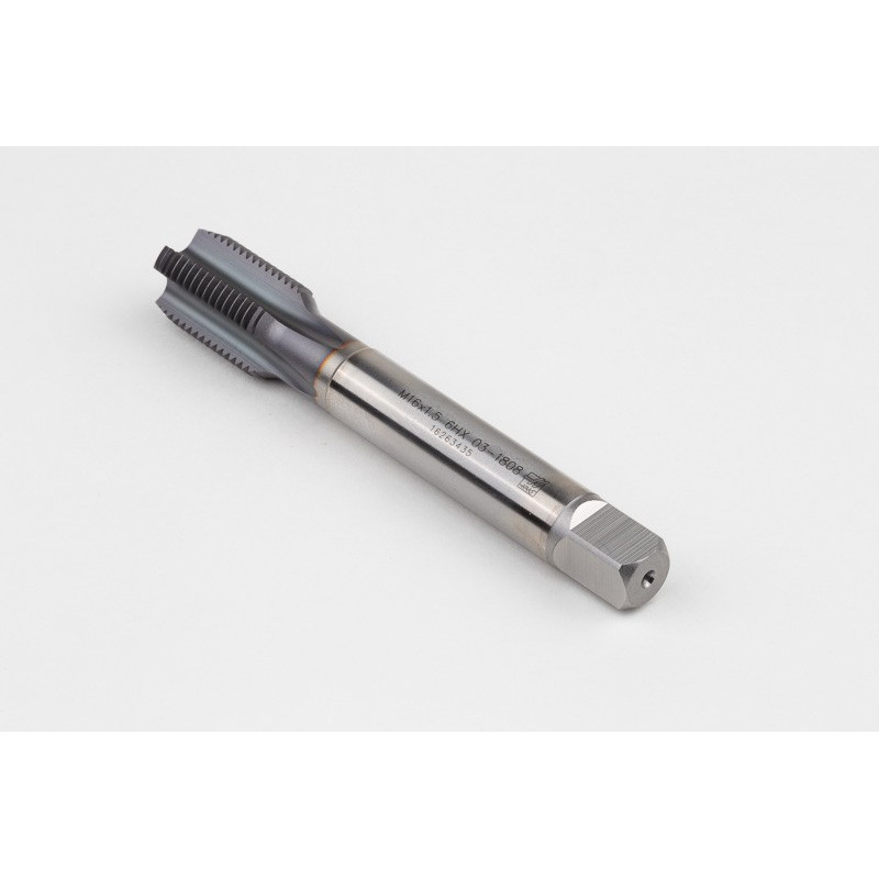 M16x1.5 MF HSS-E Straight Flute Tap, 12mm Shank x 22mm Thread Length, 2XD, Mod. Bottoming, 4 Flute, 6HX, TiCN Coated