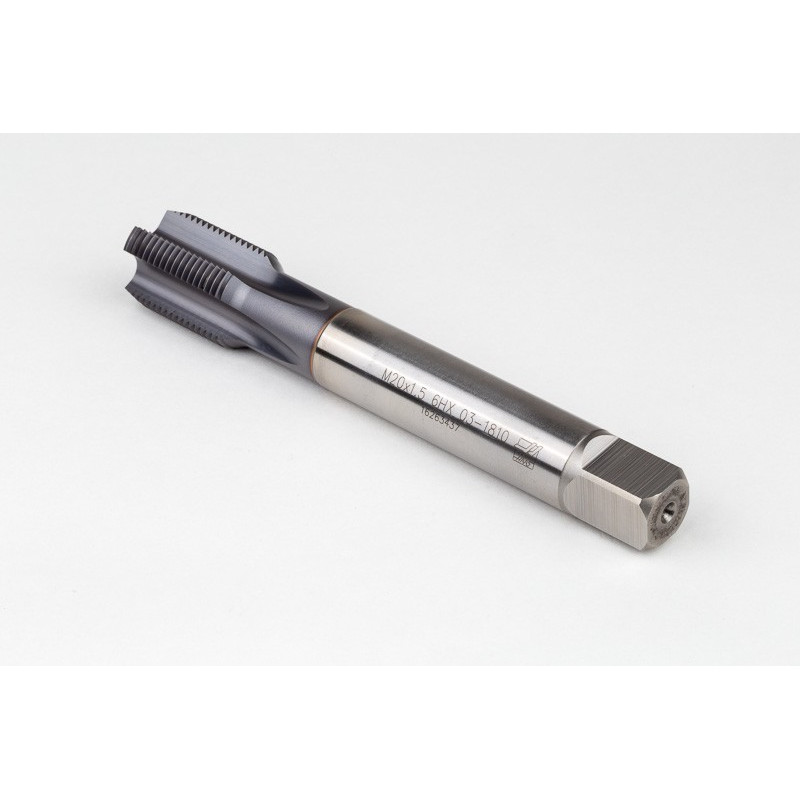 M20x1.5 MF HSS-E Straight Flute Tap, 16mm Shank x 25mm Thread Length, 2XD, Mod. Bottoming, 4 Flute, 6HX, TiCN Coated