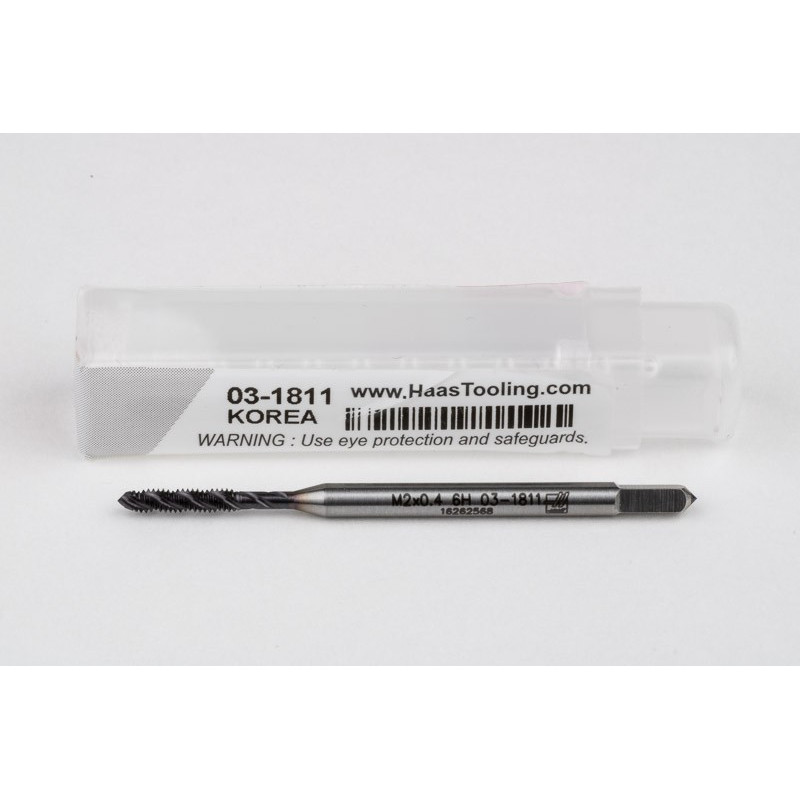 M2x0.4 M HSS-PM Spiral Flute Tap, 2.8mm Shank x 8mm Thread Length, 2.5XD, Mod. Bottoming, 3 Flute, 6H, TiAlN Coated