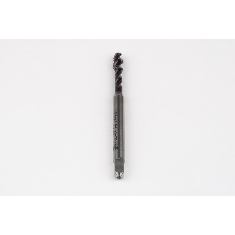 M4x0.7 M HSS-PM Spiral Flute Tap, 4.5mm Shank x 7mm Thread Length, 2.5XD, Mod. Bottoming, 3 Flute, 6H, TiAlN Coated