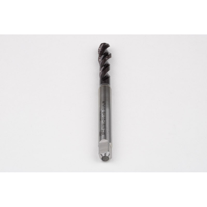 M7x1.0 M HSS-PM Spiral Flute Tap, 7mm Shank x 10mm Thread Length, 2.5XD, Mod. Bottoming, 3 Flute, 6H, TiAlN Coated