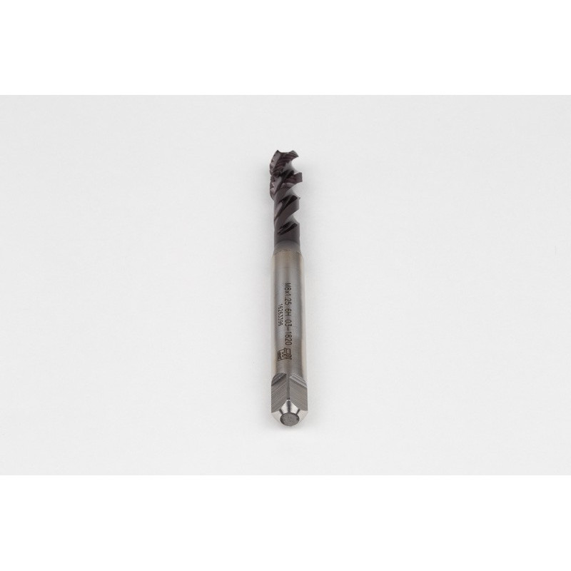 M8x1.25 M HSS-PM Spiral Flute Tap, 8mm Shank x 13mm Thread Length, 2.5XD, Mod. Bottoming, 3 Flute, 6H, TiAlN Coated