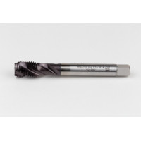 M16x2.0 M HSS-PM Spiral Flute Tap, 12mm Shank x 20mm Thread Length, 2.5XD, Mod. Bottoming, 3 Flute, 6H, TiAlN Coated