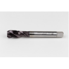 M16x2.0 M HSS-PM Spiral Flute Tap, 12mm Shank x 20mm Thread Length, 2.5XD, Mod. Bottoming, 3 Flute, 6H, TiAlN Coated