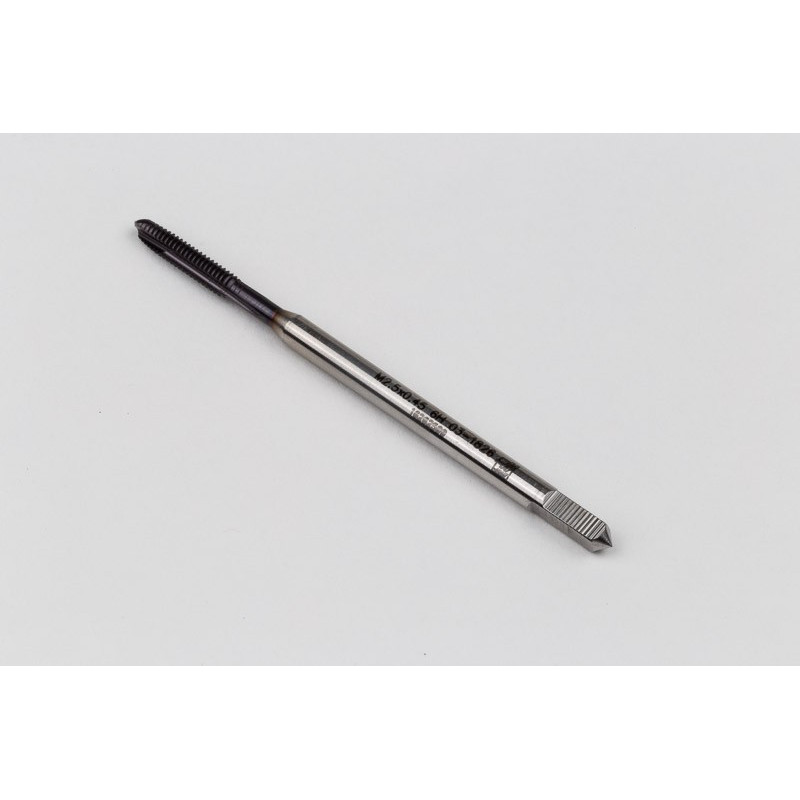 M2.5x0.45 M HSS-PM Spiral Point Tap, 2.8mm Shank x 9mm Thread Length, 3XD, Plug, 3 Flute, 6H, TiAlN Coated
