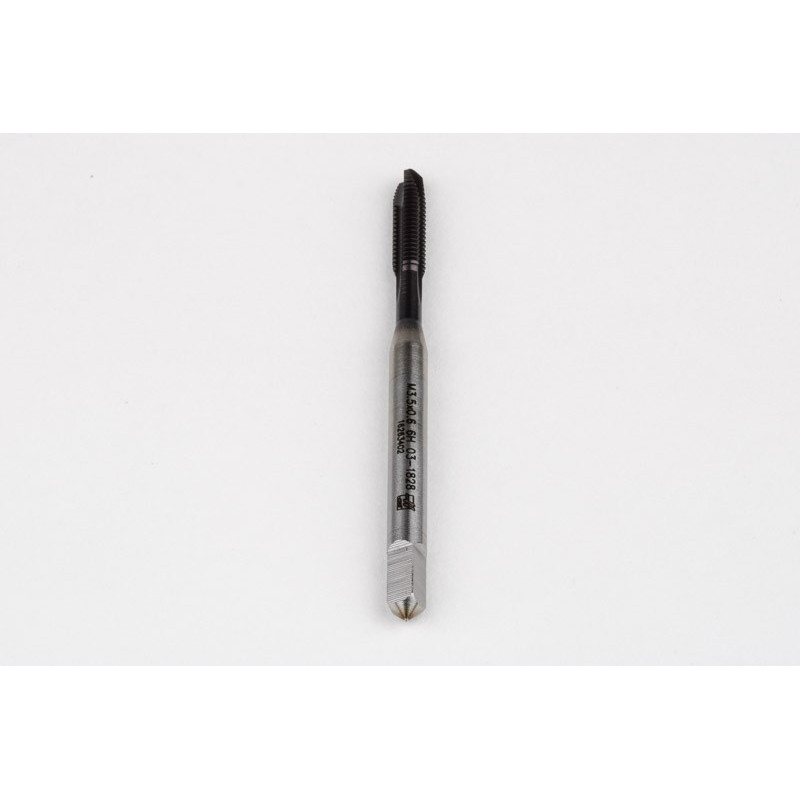 M3.5x0.6 M HSS-PM Spiral Point Tap, 4mm Shank x 12mm Thread Length, 3XD, Plug, 3 Flute, 6H, TiAlN Coated
