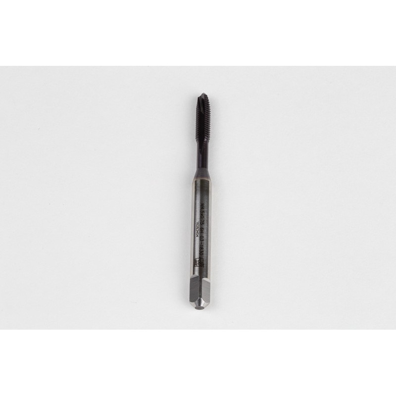 M4.5x0.75 M HSS-PM Spiral Point Tap, 6mm Shank x 14mm Thread Length, 3XD, Plug, 3 Flute, 6H, TiAlN Coated